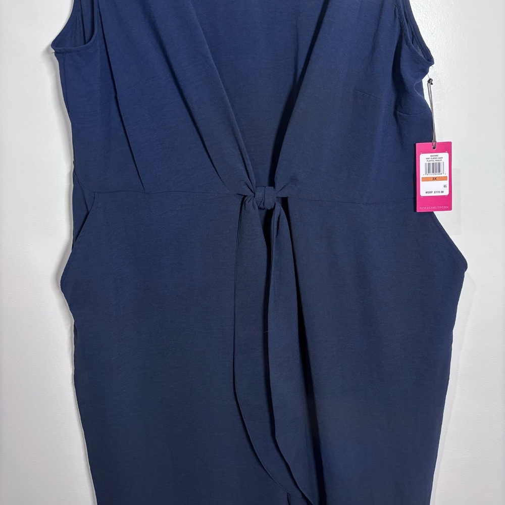 Vince Camuto Plus Size 3X Classic Navy Front Tie Jumpsuit NWT - Picture 6 of 9